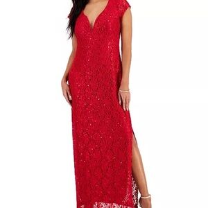 NWT Connected Apparel Red Lace Gown size 10